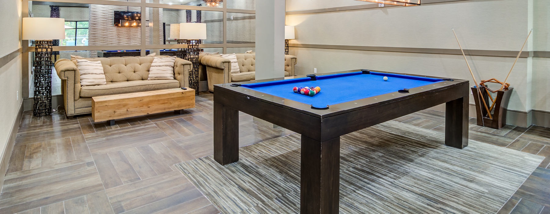 Clubhouse with pool table.